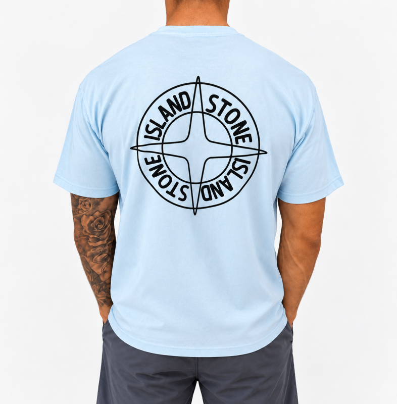 Light Blue Stone Island (black logo) view 1